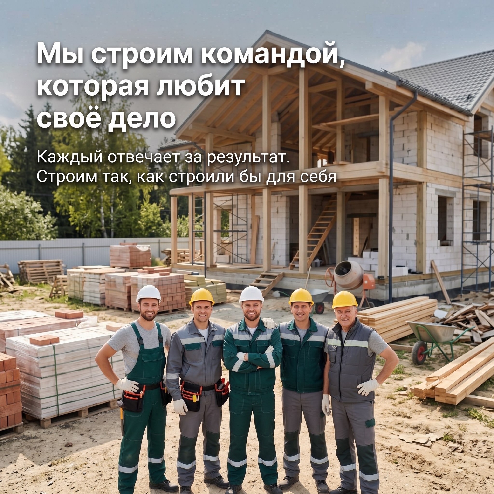 Команда «Прочного дома» на строительной площадке